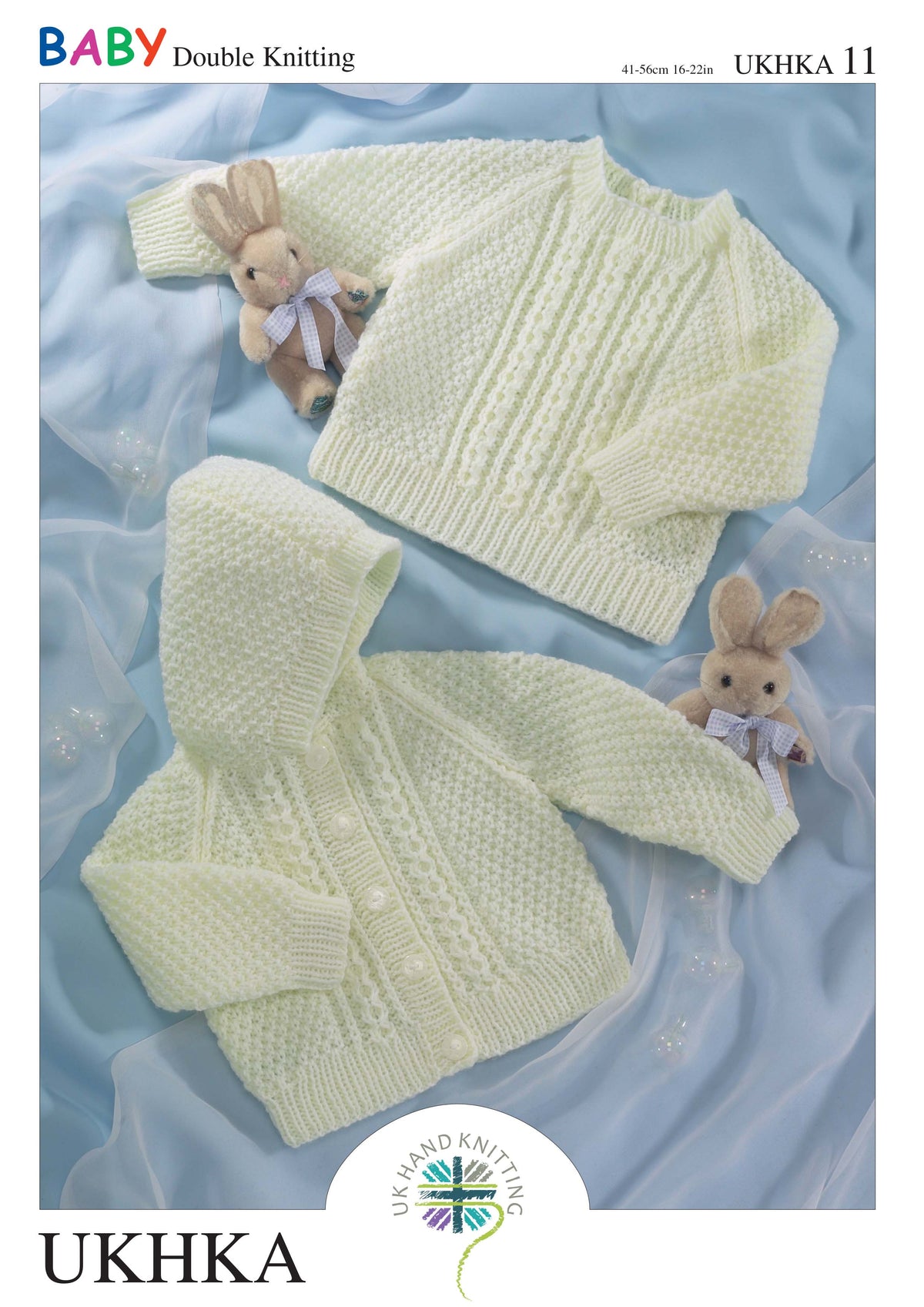 UK Hand Knitting Association DK Knitting Pattern - Sweater and Jacket - Pattern 11 (0-2yrs, 41-56cm)