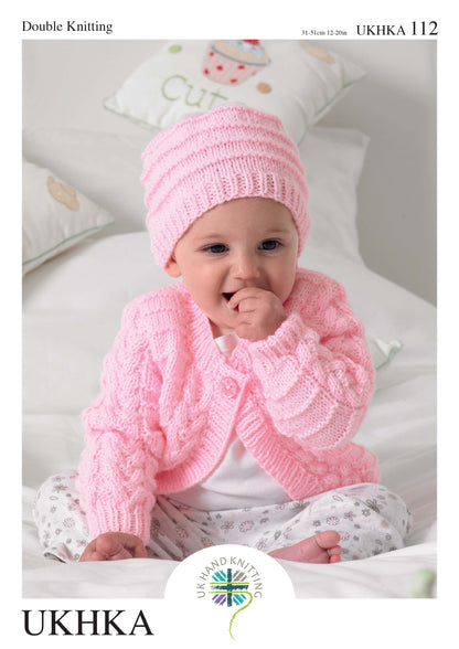 UK Hand Knitting Association DK Knitting Pattern - Cardigans, Hat and Blanket - Pattern 112