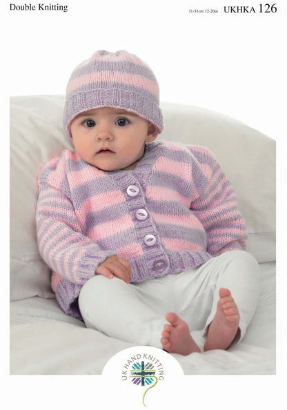 UK Hand Knitting Association Cardigans and Hat Knitting Pattern - DK - Pattern 126