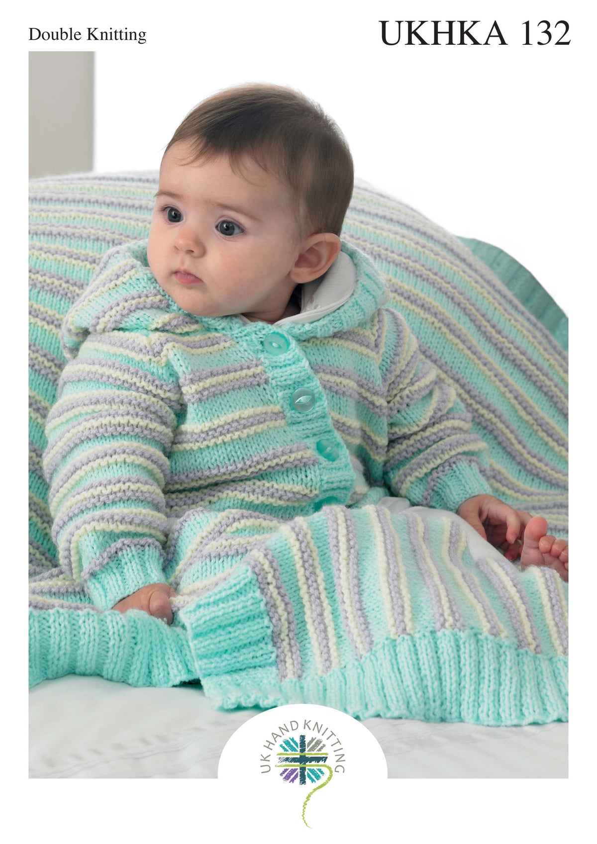 UK Hand Knitting Association DK Knitting Pattern - Cardigans, Hat and Blanket - Pattern 132
