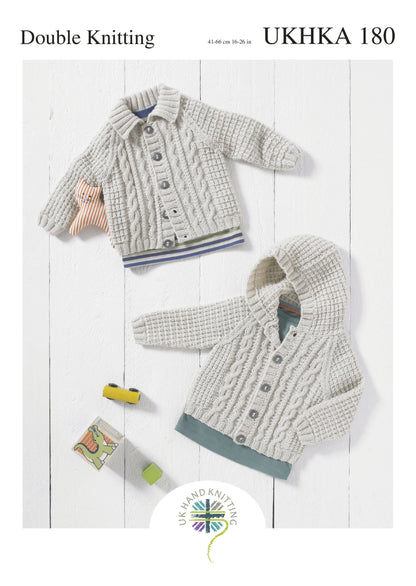 UK Hand Knitting Association Cardigans Knitting Pattern - DK - Pattern 180 - Hooded or flat collared