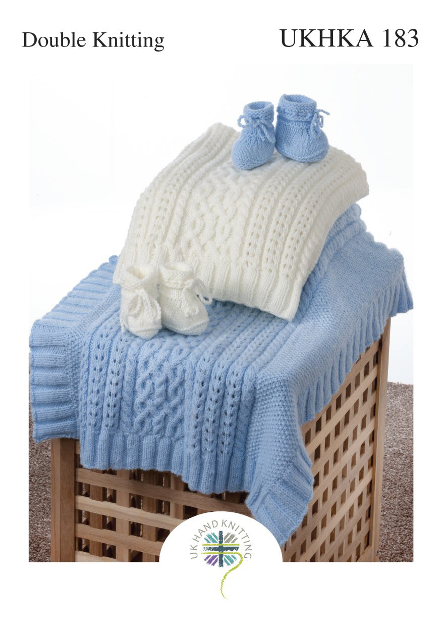 UK Hand Knitting Association Booties and Blankets Knitting Pattern - DK - Pattern 183