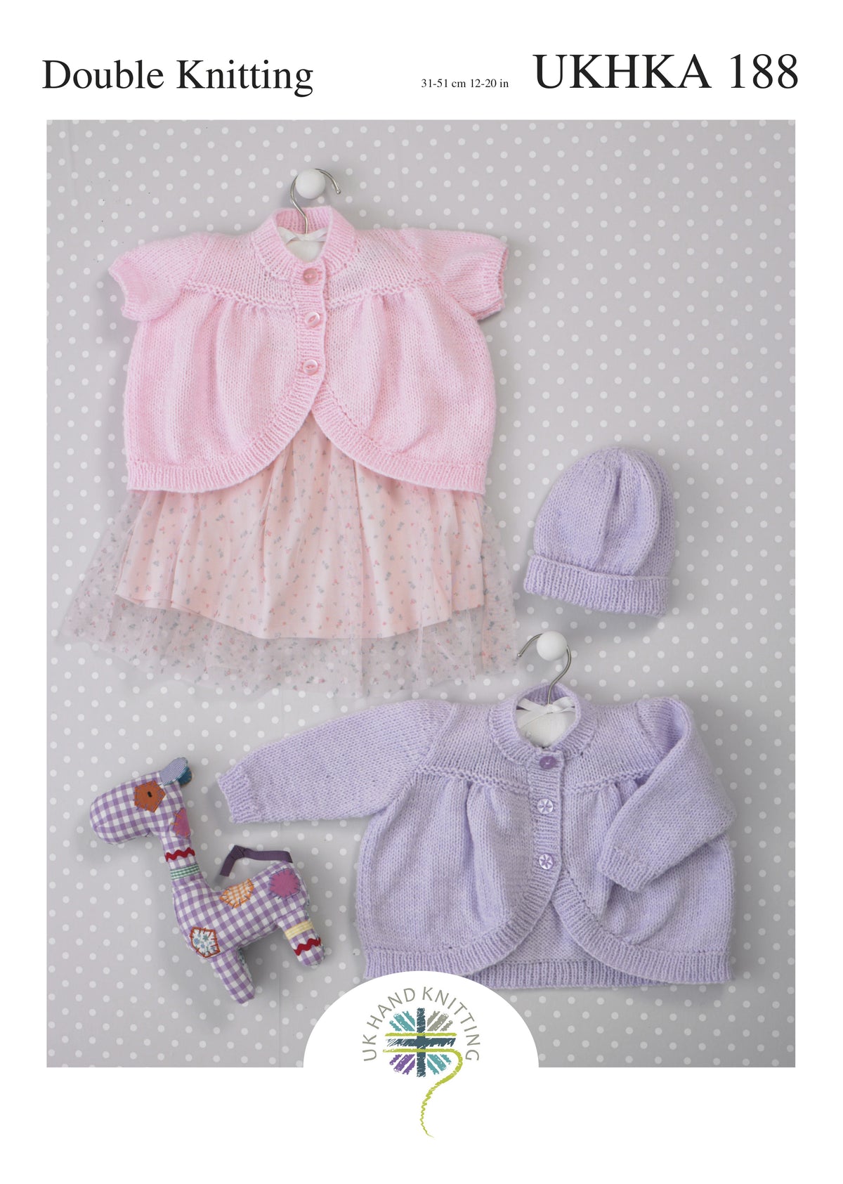 UK Hand Knitting Association Cardigans and Hat Knitting Pattern - DK - Pattern 188 - 31-51cm