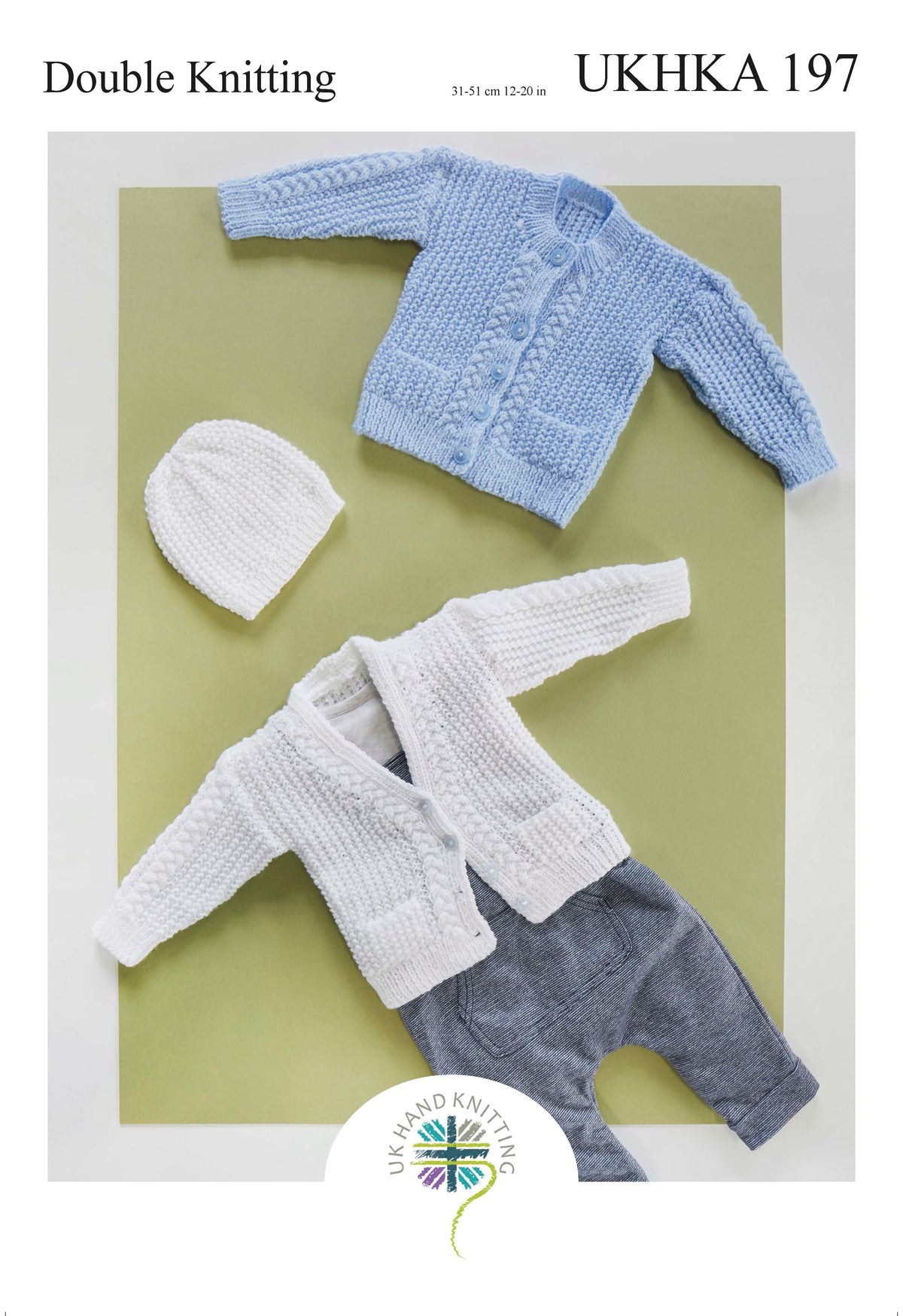 UK Hand Knitting Association Cardigans and Hat Knitting Pattern - DK - Pattern 197 - Premature - 12 months