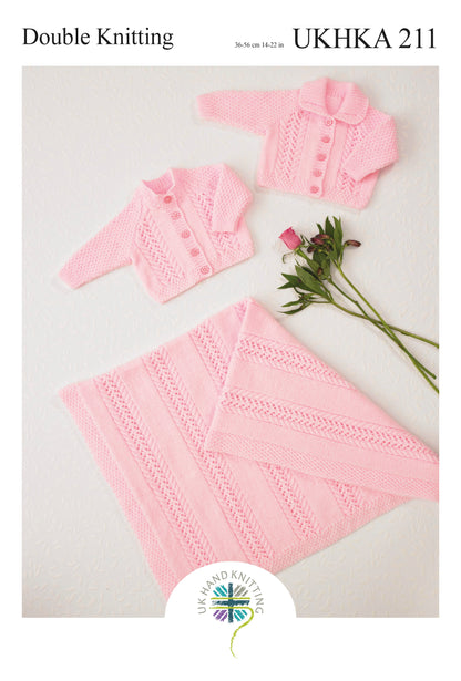 UK Hand Knitting Association Cardigans and Blanket Knitting Pattern - DK - Pattern 211