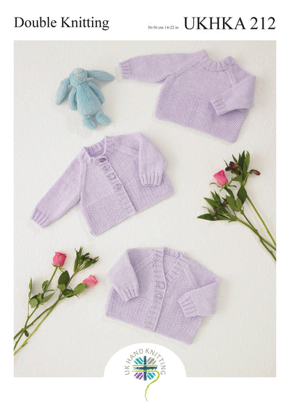 UK Hand Knitting Association DK Knitting Pattern - Cardigans and Jumper - Pattern 212