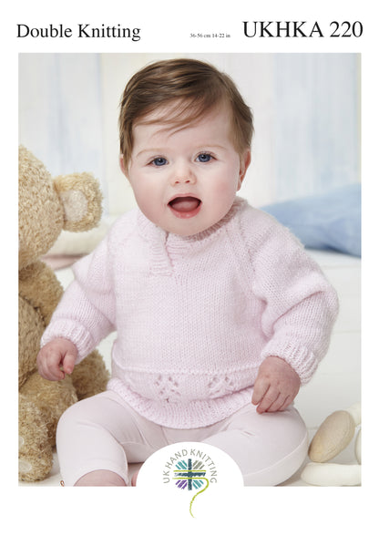 UK Hand Knitting Association DK Knitting Pattern - Baby Jumper - Pattern 220 (36-56cm)