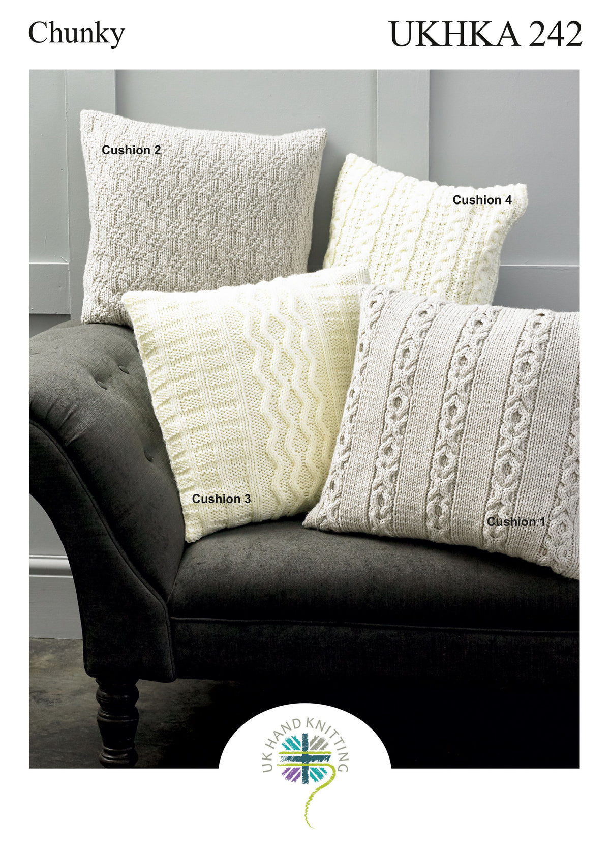 Chunky cushions knitting pattern cover