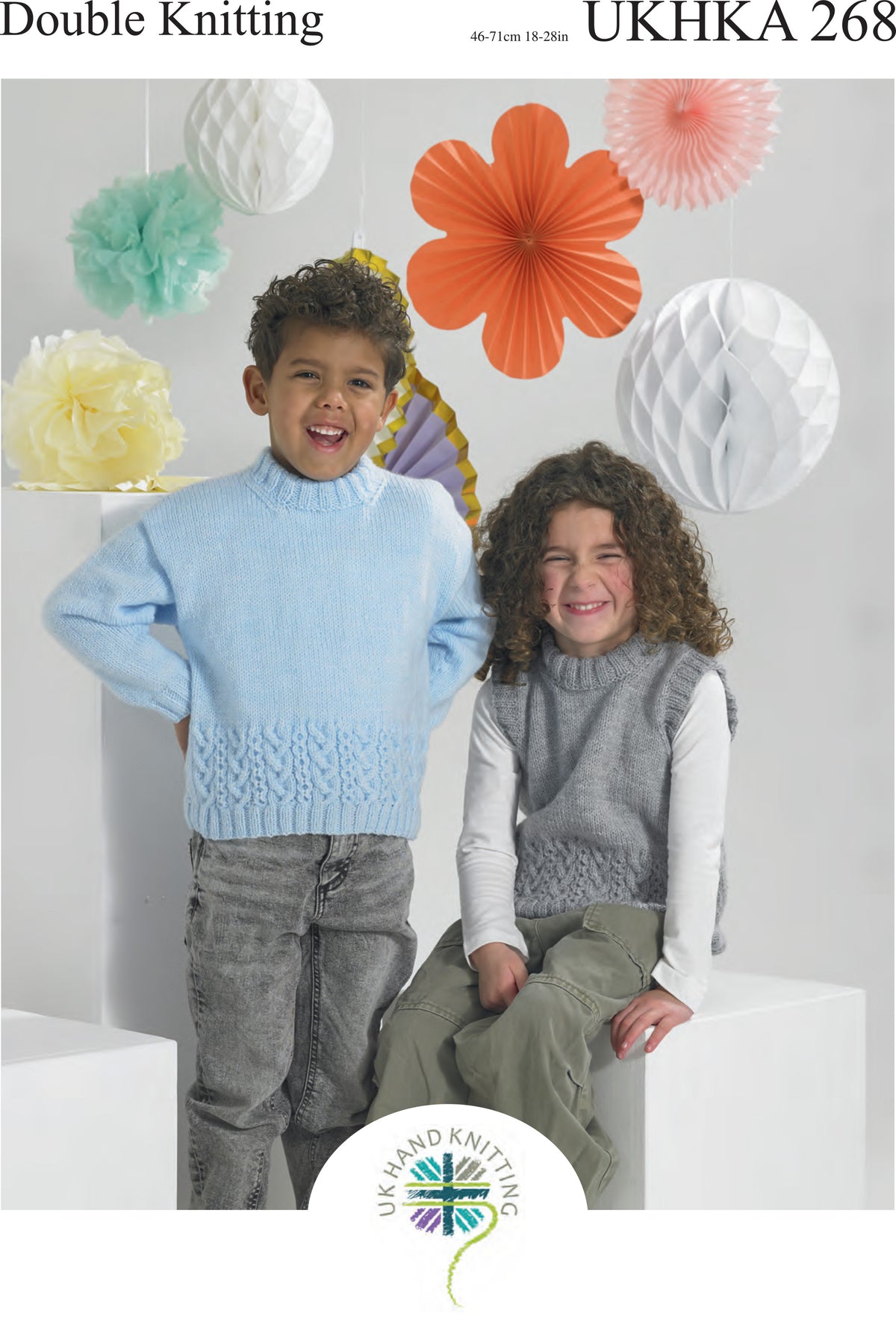 UK Hand Knitting Association pattern 268 cover showing jumper and sleeveless jumper