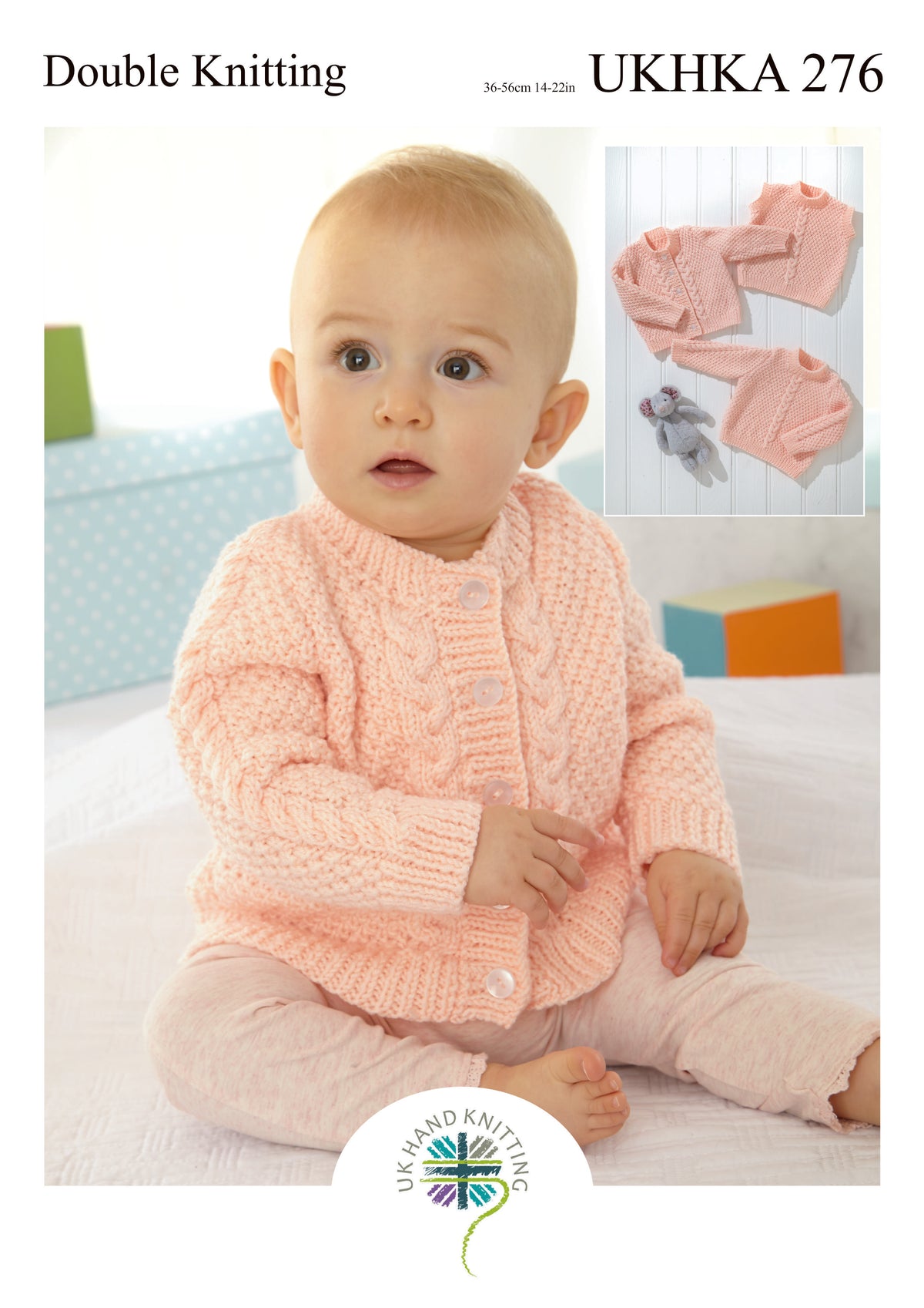 UK Hand Knitting Association pattern 276 cover showing cardigan and jumpers