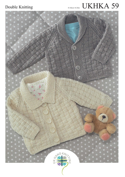 UK Hand Knitting Association Cardigans Knitting Pattern - DK - Pattern 59 - 0-6 years