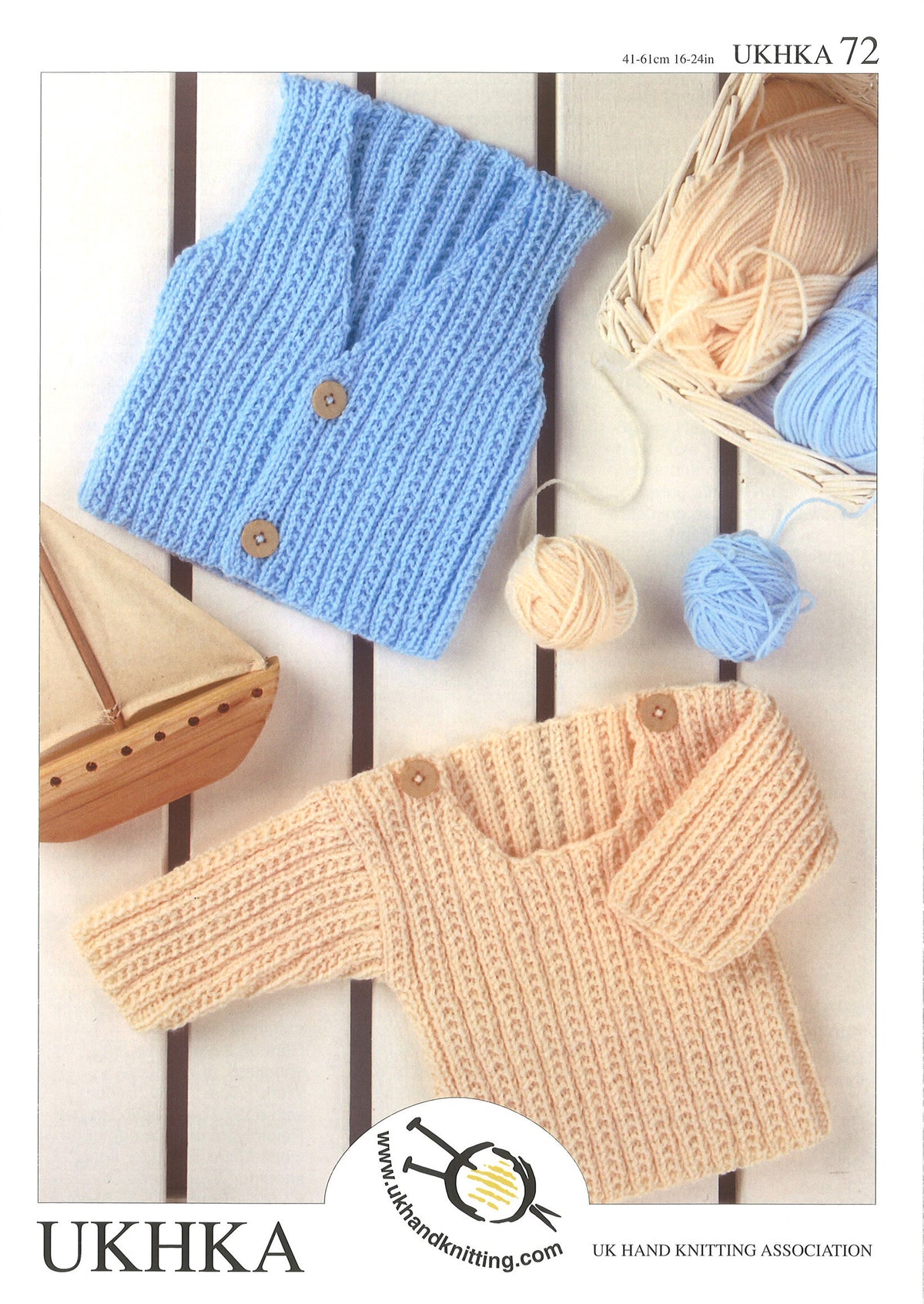 Cover of the UKHKA boys sweater and waistcoat knitting pattern
