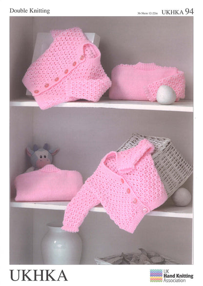 UK Hand Knitting Association Cardigans Knitting Pattern - DK - Pattern 94 - Premature - 2 years