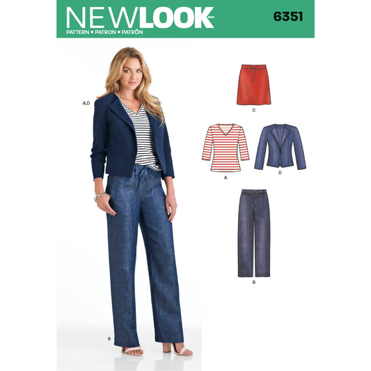 New Look N6351 sewing pattern envelope showing misses' separates designs