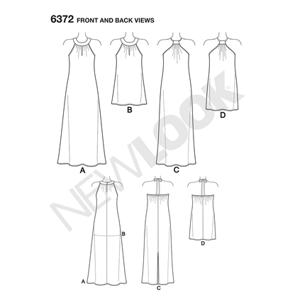 New Look N6372 sewing pattern envelope showing misses' cocktail or day dress designs