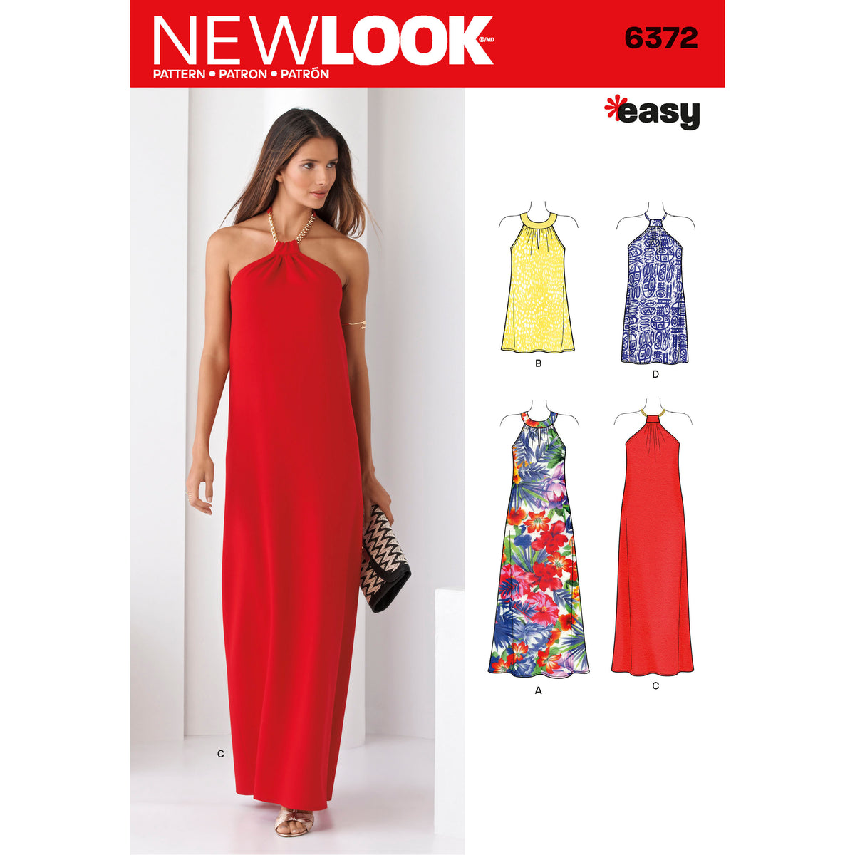 New Look N6372 sewing pattern envelope showing misses' cocktail or day dress designs