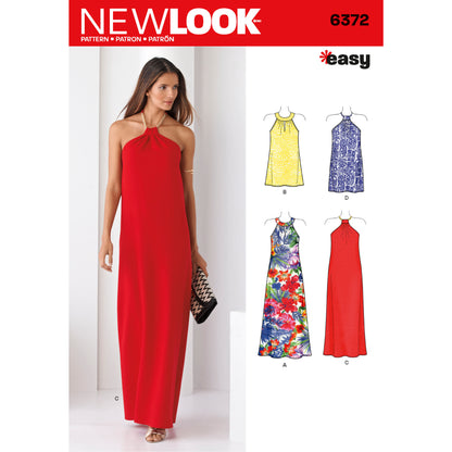 New Look N6372 sewing pattern envelope showing misses' cocktail or day dress designs