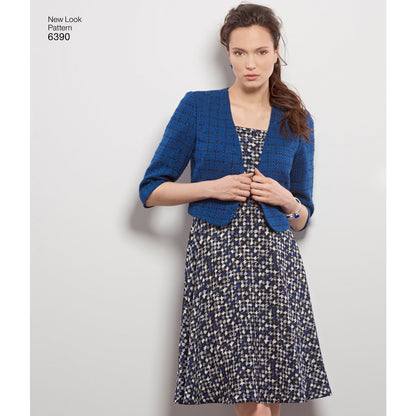 New Look N6390 sewing pattern envelope showing misses' full skirt dress designs