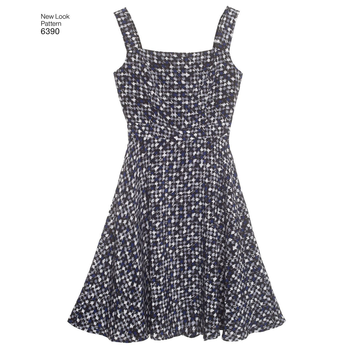New Look N6390 sewing pattern envelope showing misses' full skirt dress designs