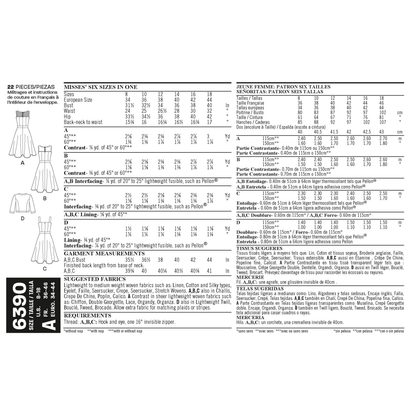 New Look N6390 sewing pattern envelope showing misses' full skirt dress designs