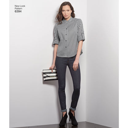 New Look N6394 sewing pattern envelope showing misses' button front top designs
