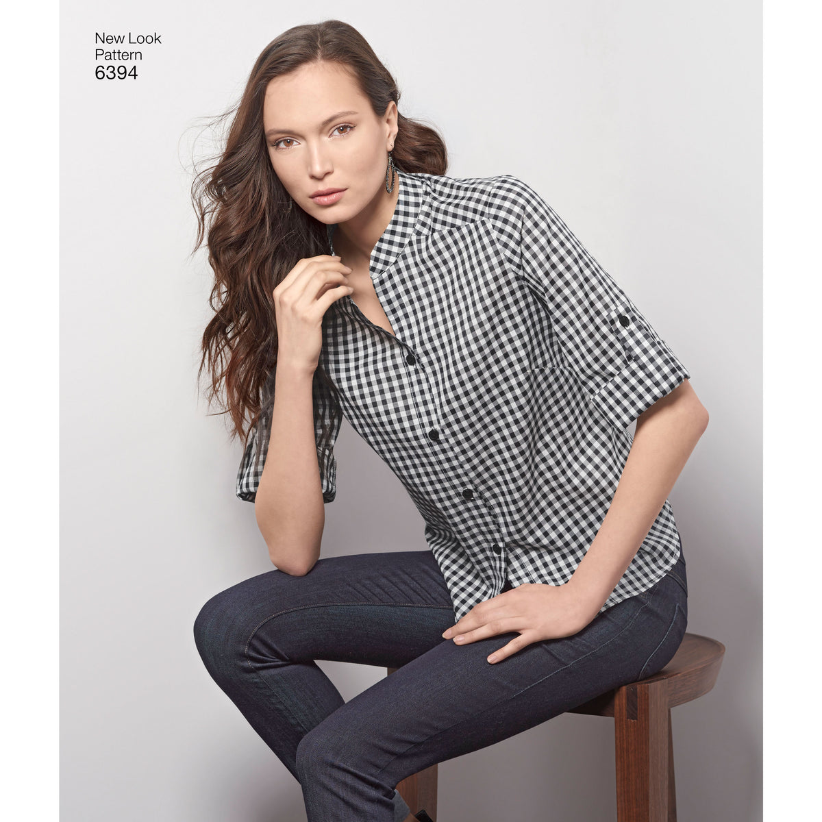 New Look N6394 sewing pattern envelope showing misses' button front top designs