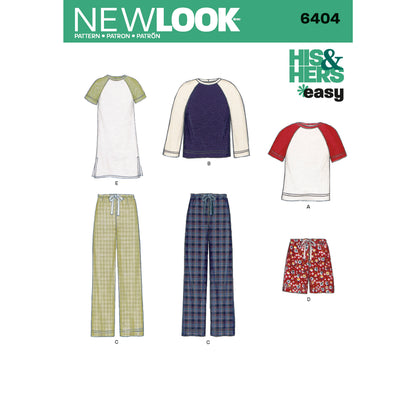 New Look N6404 sewing pattern envelope showing unisex loungewear designs