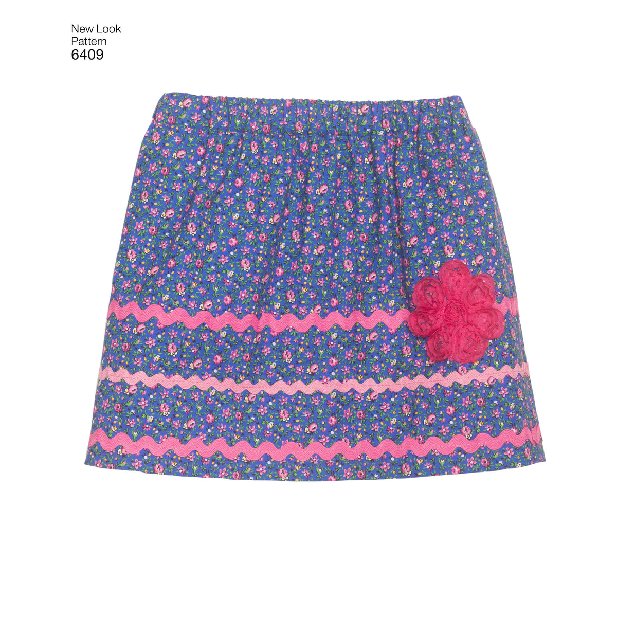 New Look N6409 sewing pattern envelope showing children's pull-on skirts designs