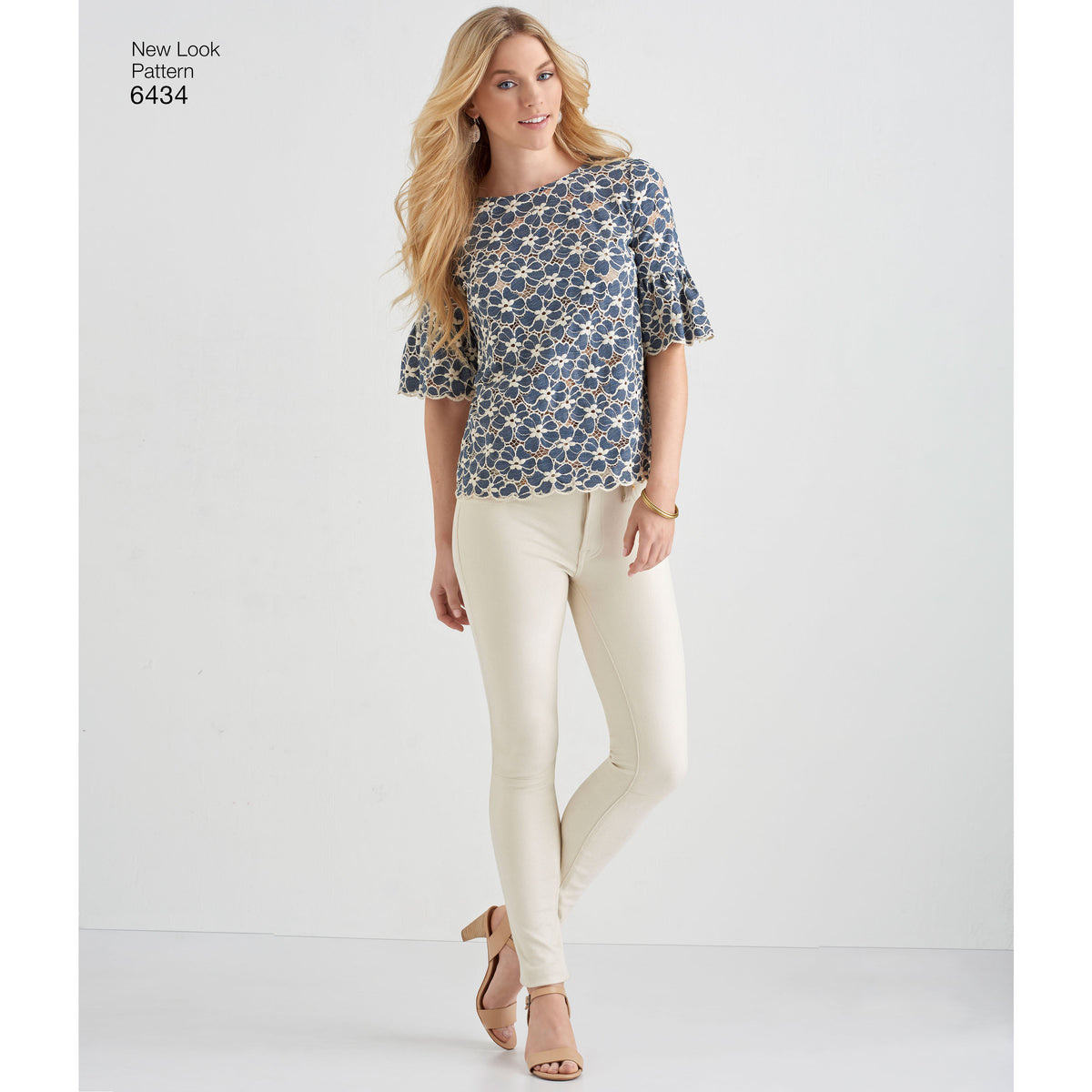 New Look N6434 sewing pattern envelope showing misses' knit tops and leggings designs