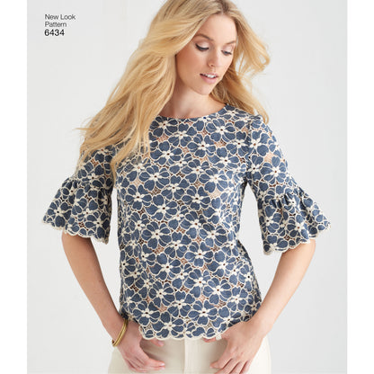 New Look N6434 sewing pattern envelope showing misses' knit tops and leggings designs