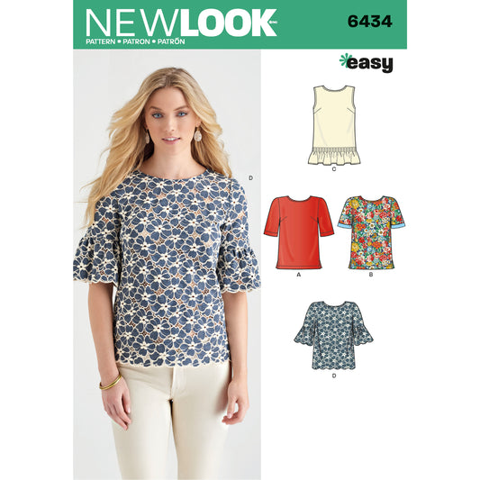 New Look N6434 sewing pattern envelope showing misses' knit tops and leggings designs