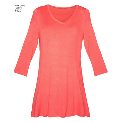 New Look N6439 sewing pattern envelope showing misses' knit tunic tops and leggings designs
