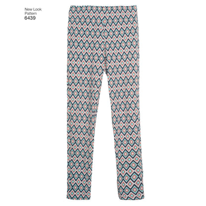 New Look N6439 sewing pattern envelope showing misses' knit tunic tops and leggings designs