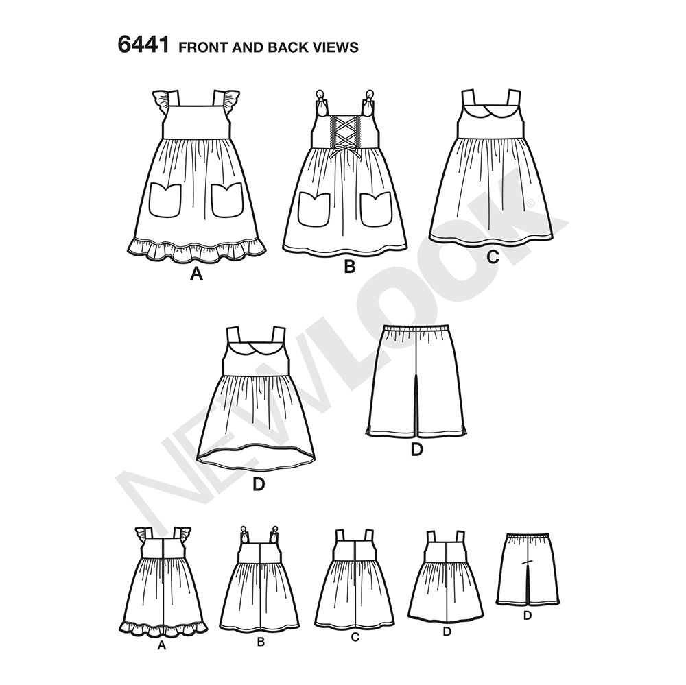 New Look N6441 sewing pattern envelope showing toddler dress designs