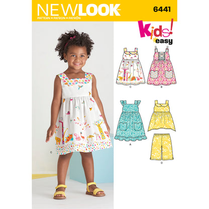 New Look N6441 sewing pattern envelope showing toddler dress designs