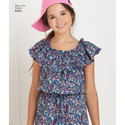 New Look N6444 sewing pattern envelope showing girls' dress and jumpsuit designs