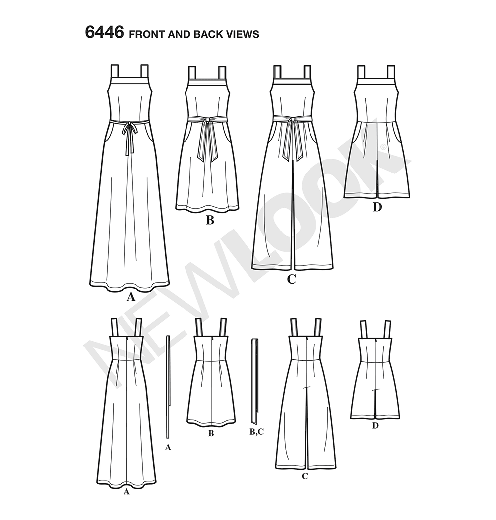 New Look N6446 sewing pattern envelope showing misses' jumpsuit, romper and dress designs