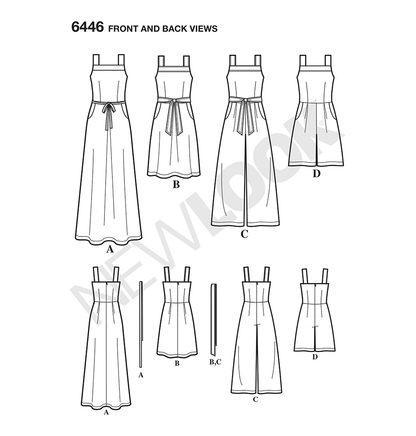 New Look N6446 sewing pattern envelope showing misses' jumpsuit, romper and dress designs
