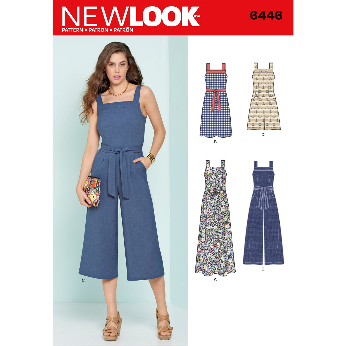 New Look N6446 sewing pattern envelope showing misses' jumpsuit, romper and dress designs