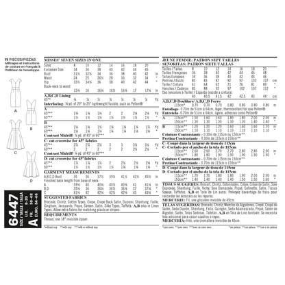 New Look N6447 sewing pattern envelope showing misses' full or slim skirt dress designs