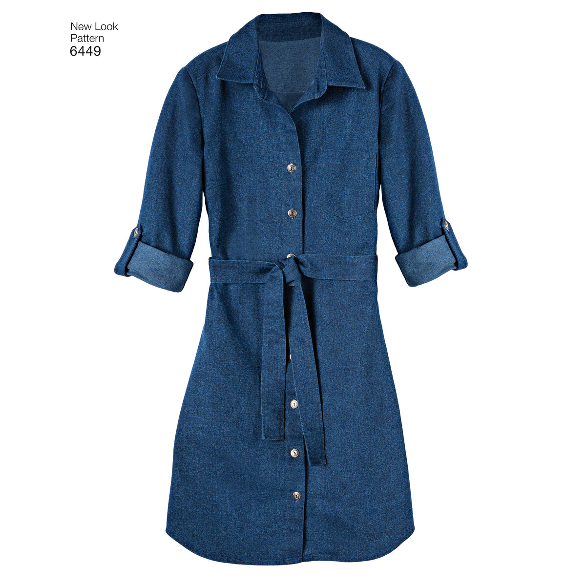 New Look N6449 sewing pattern envelope showing misses' shirt dress and knit dress designs