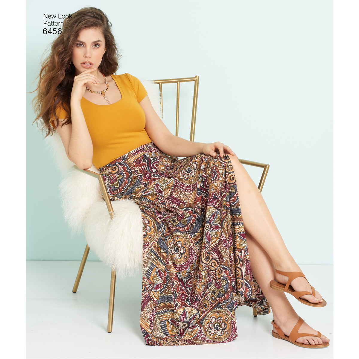 New Look N6456 sewing pattern envelope showing misses' wrap skirts