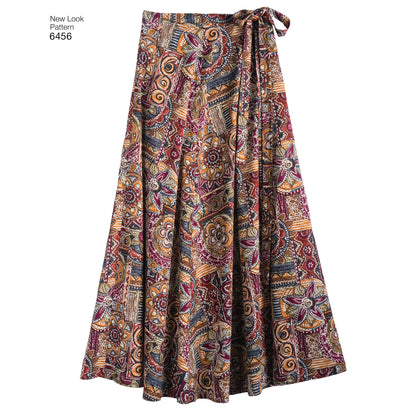 New Look N6456 sewing pattern envelope showing misses' wrap skirts