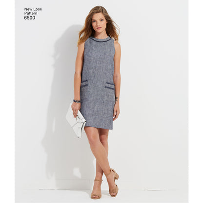 New Look N6500 sewing pattern envelope showing misses' shift dress