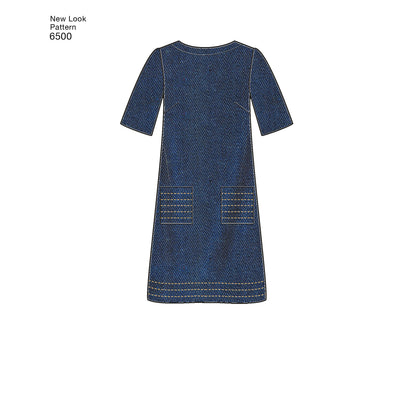 New Look N6500 sewing pattern envelope showing misses' shift dress