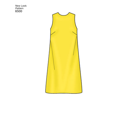 New Look N6500 sewing pattern envelope showing misses' shift dress