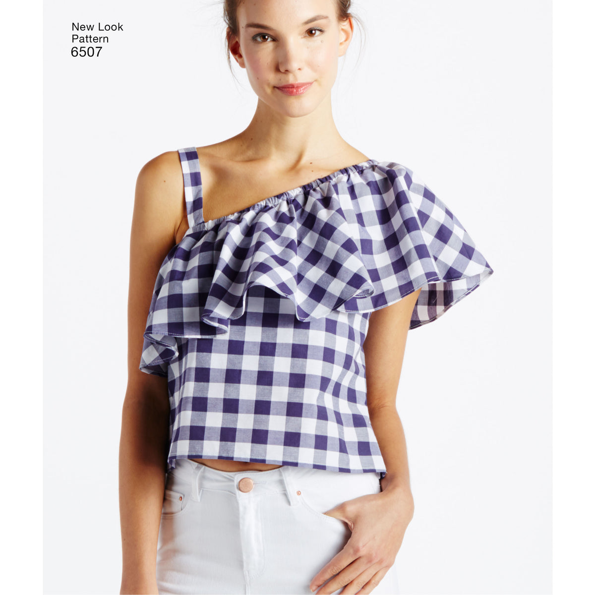 New Look N6507 sewing pattern envelope showing misses' off the shoulder ruffle top and dress