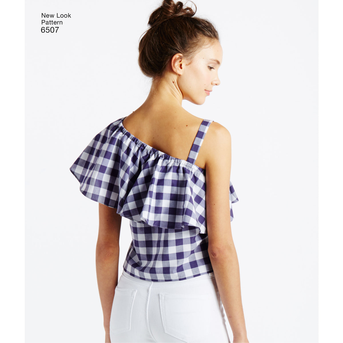 New Look N6507 sewing pattern envelope showing misses' off the shoulder ruffle top and dress