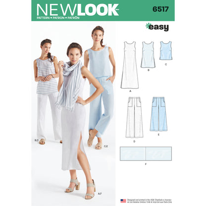New Look N6517 sewing pattern envelope showing misses' easy separates