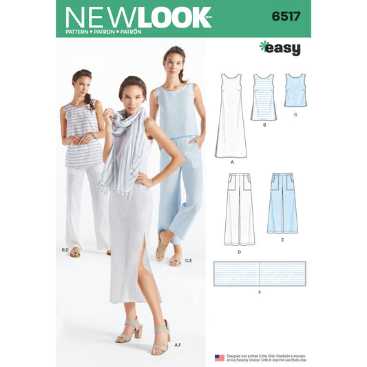 New Look N6517 sewing pattern envelope showing misses' easy separates
